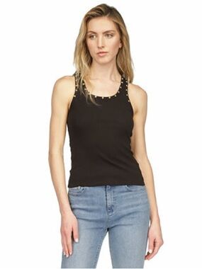 Michael Kors ~ NWT $88 Studded Scoop Neck Black Tank Top XS 🔥